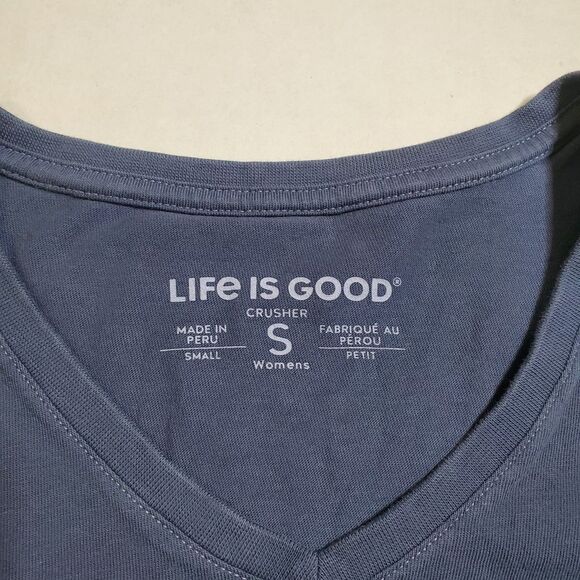 LIFE IS GOOD Crusher Tee Size S The Art Of Optimism Blue Short Sleeve Womens - Picture 8 of 9